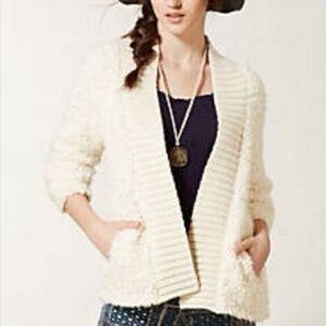 Anthropologie Sleeping on Snow Cream Open Cardigan, Sz M, EUC